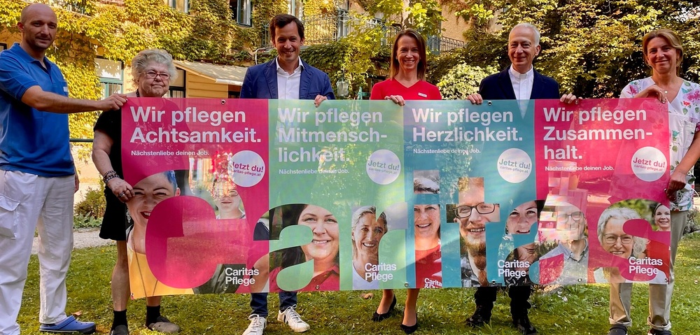 Landau, Parr und Schwertner beim Pressetermin im Pflegehaus Schönbrunn in Wien / Kathpress/Schönwälder
